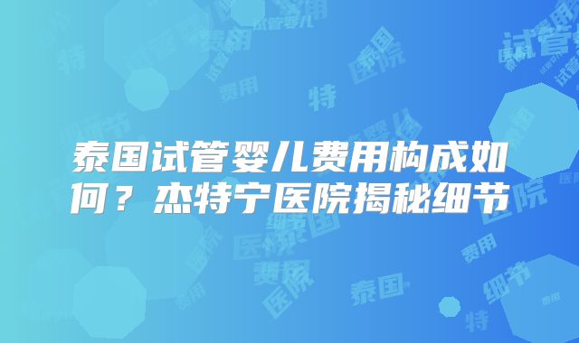 泰国试管婴儿费用构成如何?杰特宁医院揭秘细节