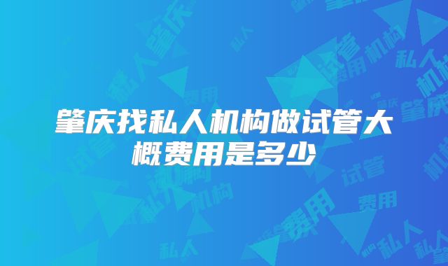 肇庆找私人机构做试管大概费用是多少