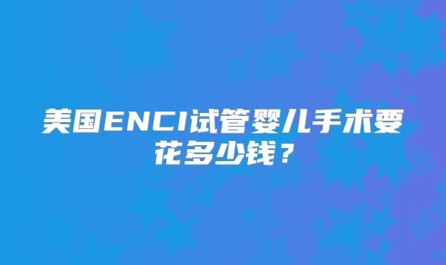 美国ENCI试管婴儿手术要花多少钱？