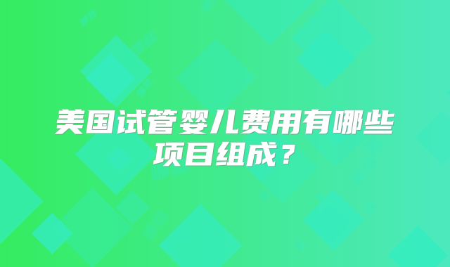 美国试管婴儿费用有哪些项目组成?