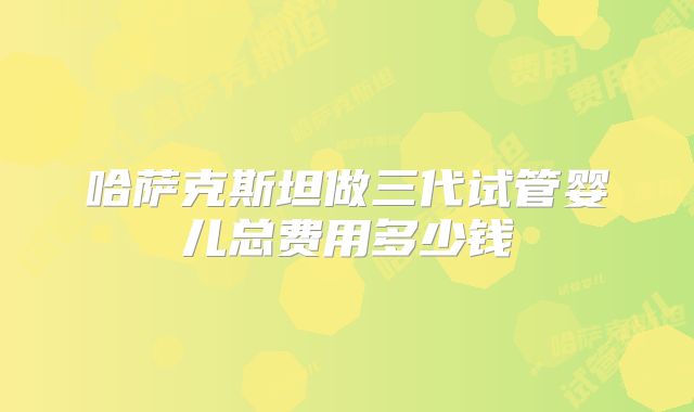 哈萨克斯坦做三代试管婴儿总费用多少钱