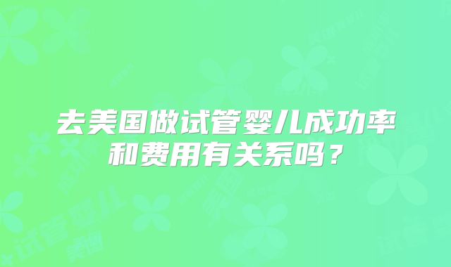 去美国做试管婴儿成功率和费用有关系吗？