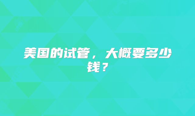 美国的试管，大概要多少钱？