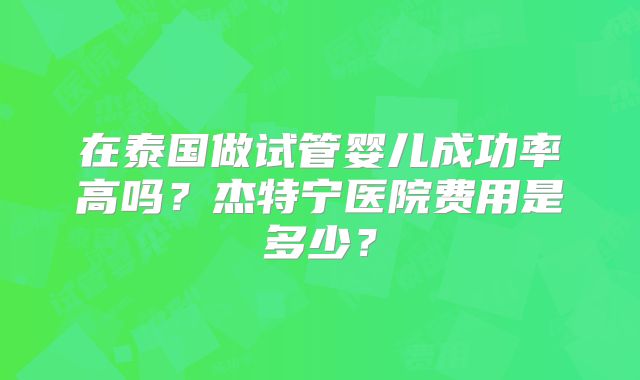 在泰国做试管婴儿成功率高吗？杰特宁医院费用是多少？