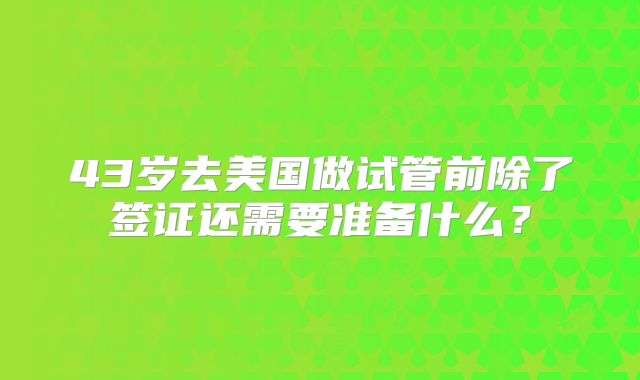 43岁去美国做试管前除了签证还需要准备什么?