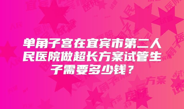 单角子宫在宜宾市第二人民医院做超长方案试管生子需要多少钱？