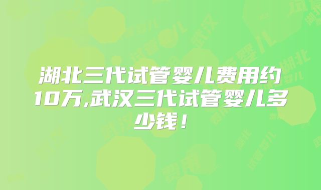 湖北三代试管婴儿费用约10万,武汉三代试管婴儿多少钱！