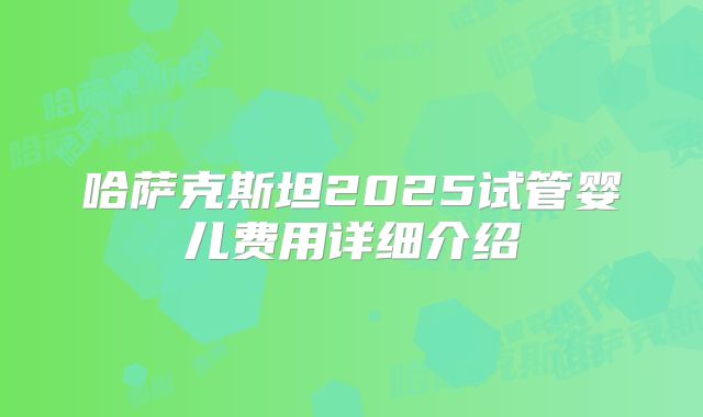 哈萨克斯坦2025试管婴儿费用详细介绍