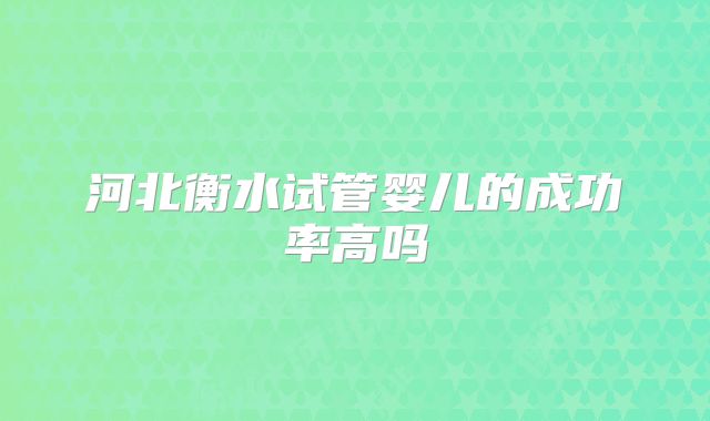 河北衡水试管婴儿的成功率高吗