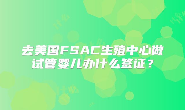 去美国FSAC生殖中心做试管婴儿办什么签证？