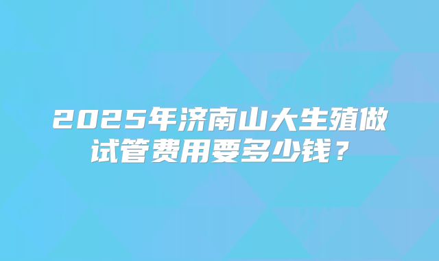 2025年济南山大生殖做试管费用要多少钱？