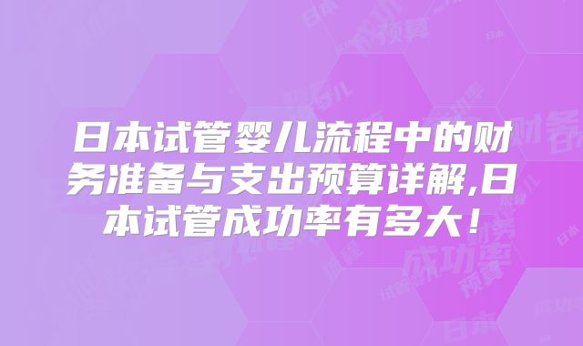 日本试管婴儿流程中的财务准备与支出预算详解,日本试管成功率有多大！