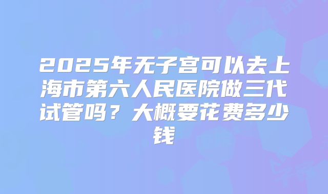 2025年无子宫可以去上海市第六人民医院做三代试管吗？大概要花费多少钱