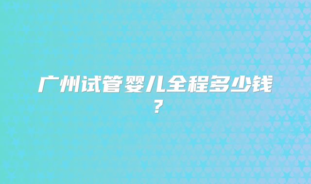 广州试管婴儿全程多少钱？