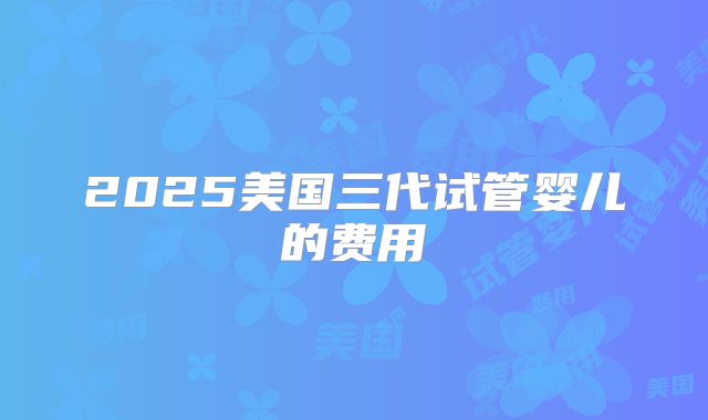 2025美国三代试管婴儿的费用