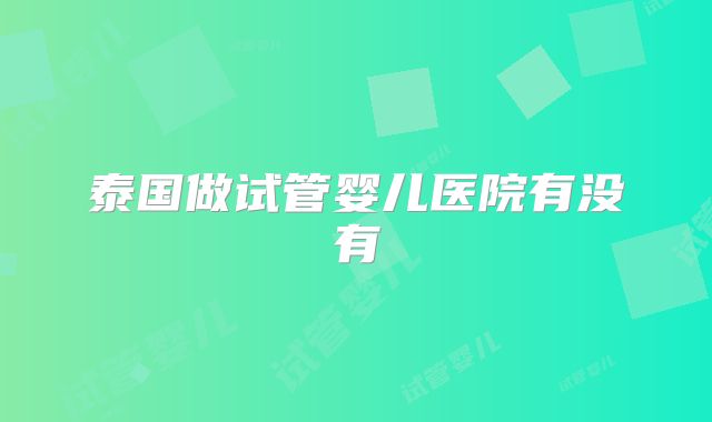 泰国做试管婴儿医院有没有