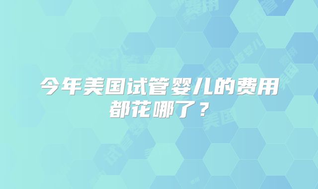 今年美国试管婴儿的费用都花哪了？