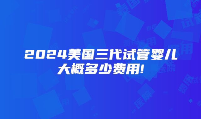 2024美国三代试管婴儿大概多少费用!