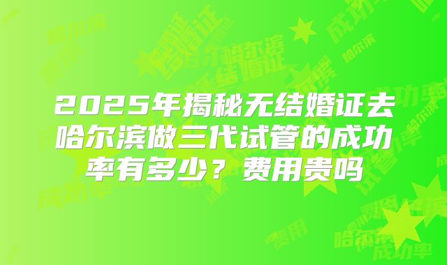2025年揭秘无结婚证去哈尔滨做三代试管的成功率有多少？费用贵吗