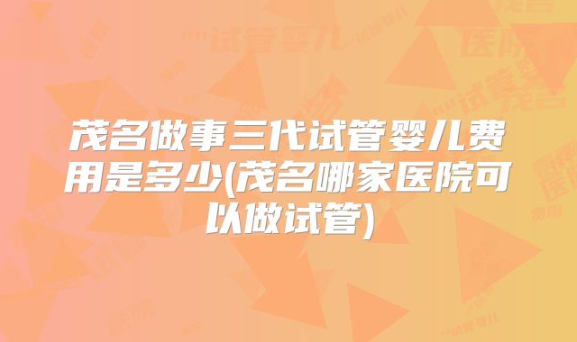 茂名做事三代试管婴儿费用是多少(茂名哪家医院可以做试管)