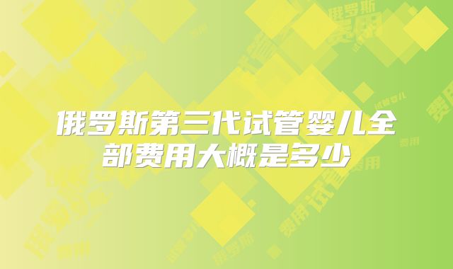 俄罗斯第三代试管婴儿全部费用大概是多少