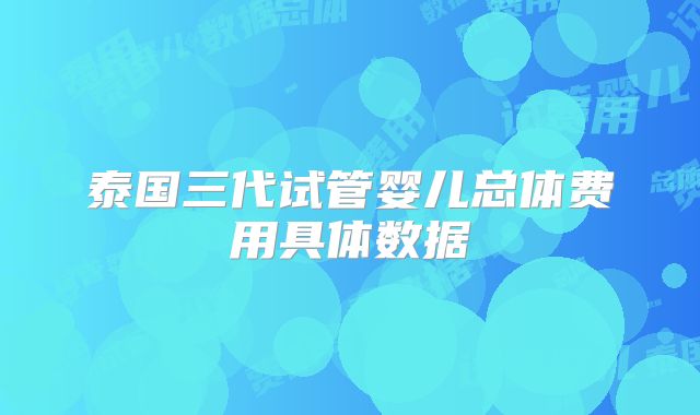 泰国三代试管婴儿总体费用具体数据