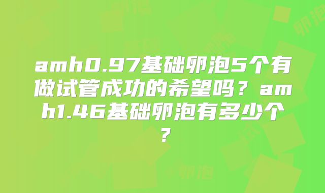 amh0.97基础卵泡5个有做试管成功的希望吗？amh1.46基础卵泡有多少个？