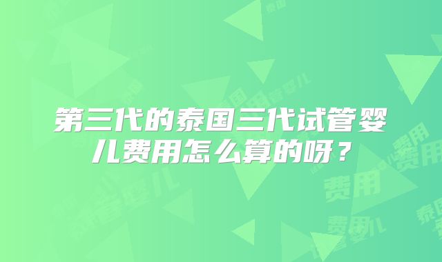 第三代的泰国三代试管婴儿费用怎么算的呀?