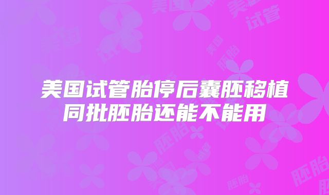 美国试管胎停后囊胚移植同批胚胎还能不能用