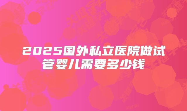 2025国外私立医院做试管婴儿需要多少钱