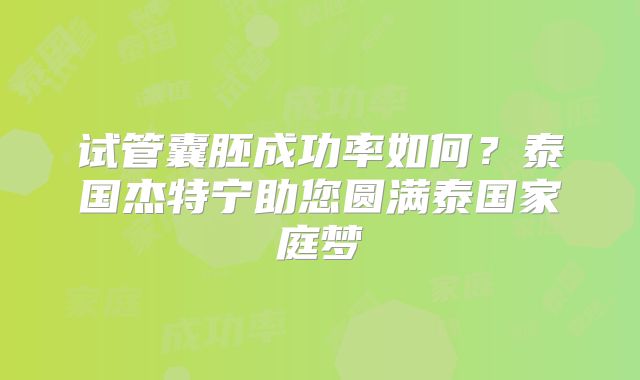 试管囊胚成功率如何？泰国杰特宁助您圆满泰国家庭梦