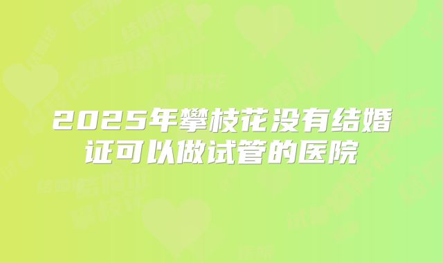 2025年攀枝花没有结婚证可以做试管的医院