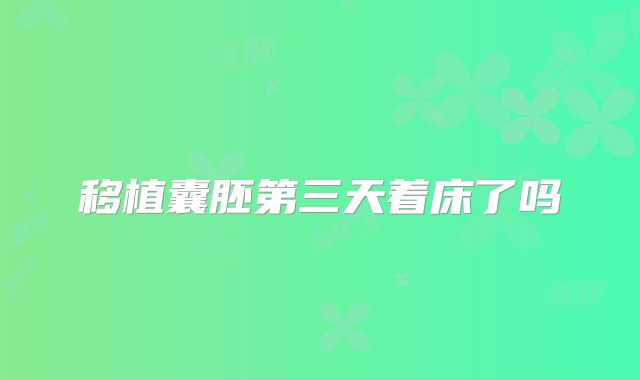 移植囊胚第三天着床了吗