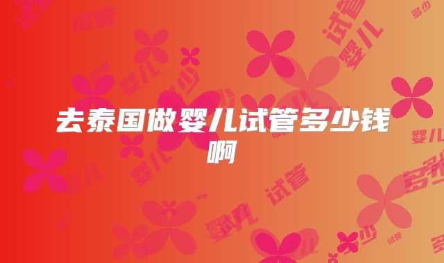 去泰国做婴儿试管多少钱啊