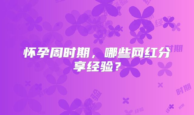 怀孕周时期,哪些网红分享经验?