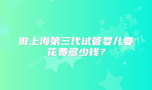 做上海第三代试管婴儿要花费多少钱？