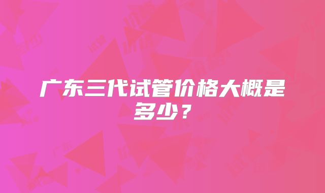 广东三代试管价格大概是多少？