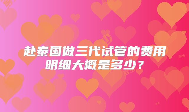 赴泰国做三代试管的费用明细大概是多少？