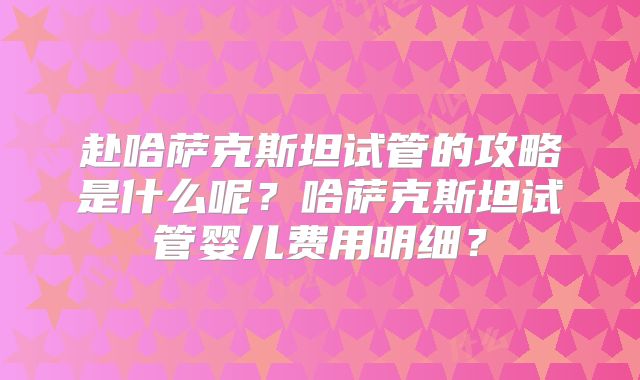 赴哈萨克斯坦试管的攻略是什么呢？哈萨克斯坦试管婴儿费用明细？
