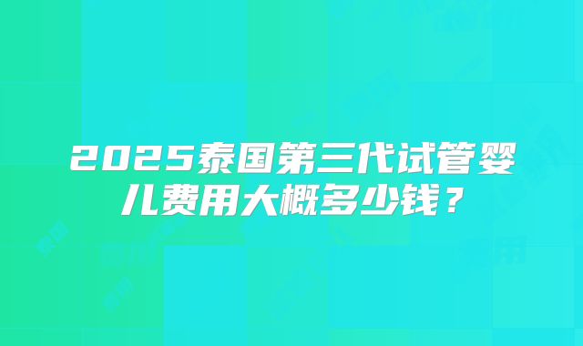 2025泰国第三代试管婴儿费用大概多少钱?