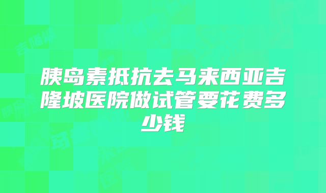 胰岛素抵抗去马来西亚吉隆坡医院做试管要花费多少钱