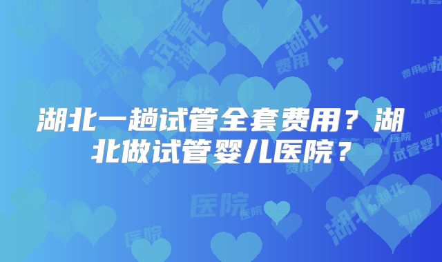 湖北一趟试管全套费用？湖北做试管婴儿医院？