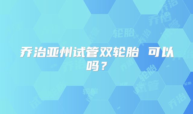 乔治亚州试管双轮胎 可以吗？