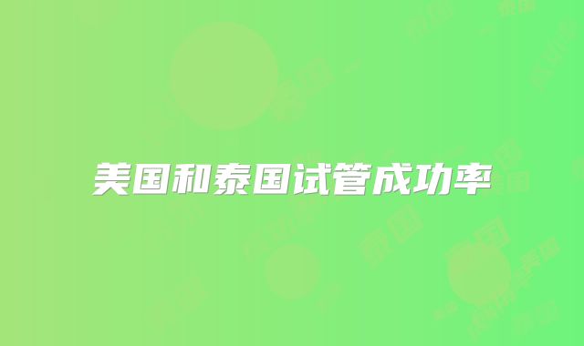 美国和泰国试管成功率
