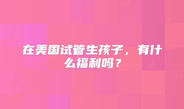 在美国试管生孩子，有什么福利吗？