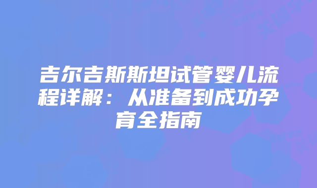 吉尔吉斯斯坦试管婴儿流程详解：从准备到成功孕育全指南