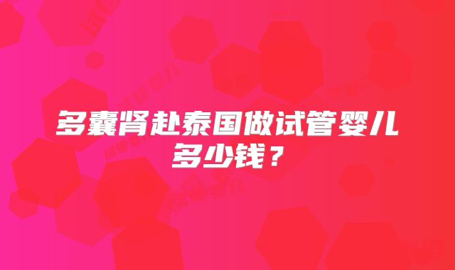 多囊肾赴泰国做试管婴儿多少钱?