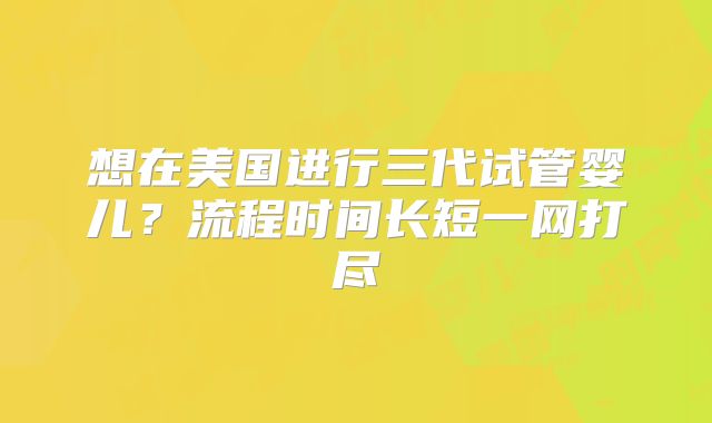 想在美国进行三代试管婴儿？流程时间长短一网打尽