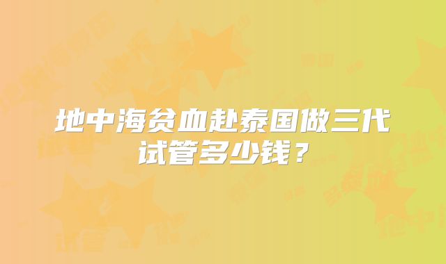 地中海贫血赴泰国做三代试管多少钱？