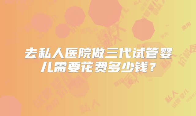 去私人医院做三代试管婴儿需要花费多少钱？
